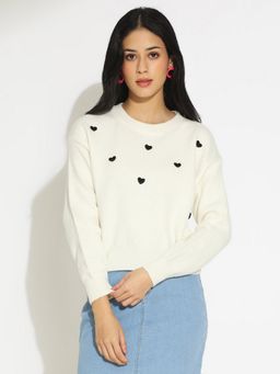 SHOWOFFFF - Women Off White Embellished Top