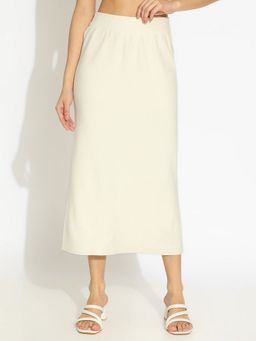 SHOWOFF - Women Off White Straight Skirt