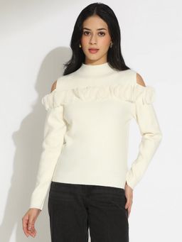 SHOWOFF - Women White Embellished Top