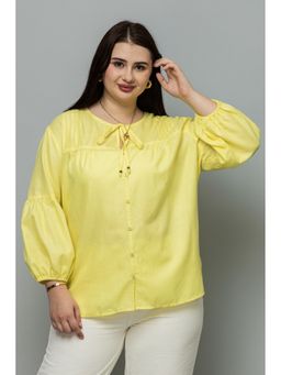 PURYS PLUS - Women Yellow Pintuck Linen Top