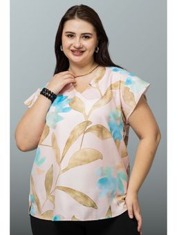 PURYS PLUS - Women Pink Ruffled Sleeves Top