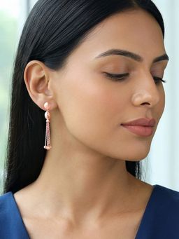 GIVA - 925 Silver Rose Gold Symphony Dangler Earrings