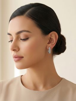 GIVA - 925 Silver Modern J Hoop Earrings