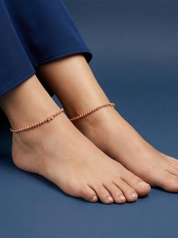 GIVA - 925 Silver Rose Gold Madonna Anklets (Pack of 2)