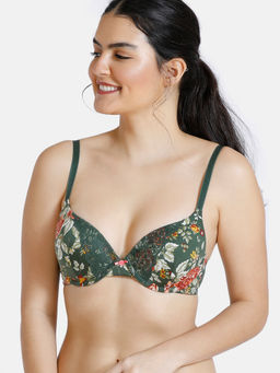 Zivame - Lady Isabella Push Up Wired Medium Coverage Bra-Green Floral