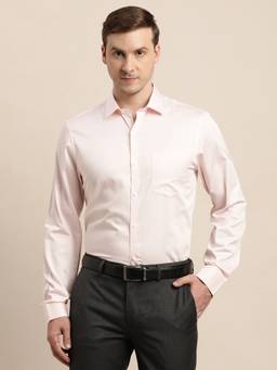 Turtle - Mens 100% Cotton Regular Fit Pink Solid/Plain Formal Shirt