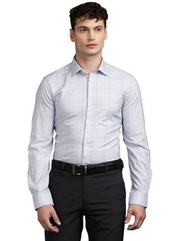 Turtle - Mens Polycotton Stretch Slim Fit Grey Checks Formal Shirt