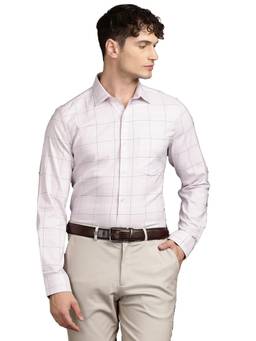 Turtle - Mens Polycotton Stretch Slim Fit Pink Checks Formal Shirt