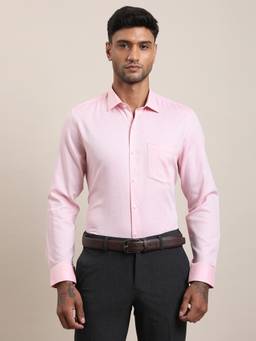 Turtle - Mens 100% Cotton Slim Fit Pink Textured Formal Shirt