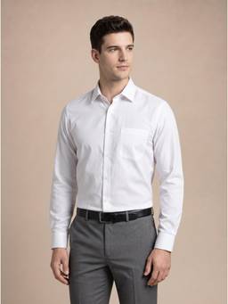 Turtle - Mens 100% Cotton Slim Fit White Printed Formal Shirt