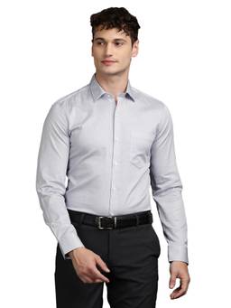 Turtle - Mens 100% Cotton Slim Fit Grey Printed Formal Shirt