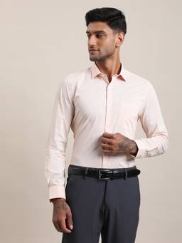 Turtle - Mens Cotton Tencel Slim Fit Pink Printed Formal Shirt