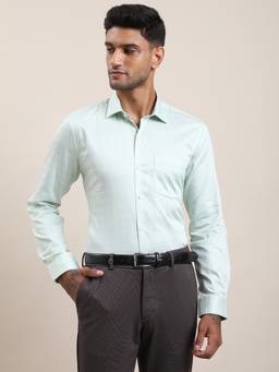 Turtle - Mens 100% Cotton Slim Fit Green Checks Formal Shirt