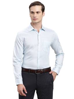 Turtle - Mens 100% Cotton Slim Fit Blue Printed Formal Shirt