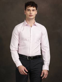 Turtle - Mens 100% Cotton Regular Fit Pink Textured Formal Shirt