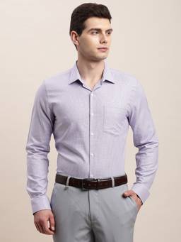 Turtle - Mens 100% Cotton Slim Fit Purple Textured Formal Shirt