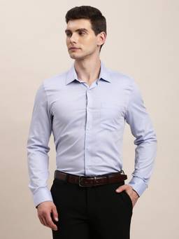 Turtle - Mens 100% Cotton Slim Fit Light Lavender Solid/Plain Formal Shirt