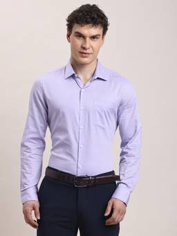 Turtle - Mens 100% Cotton Regular Fit Purple Solid/Plain Formal Shirt
