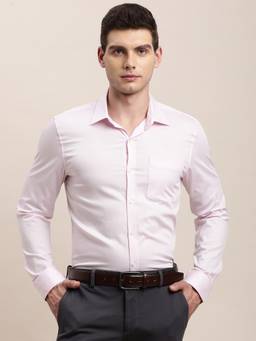 Turtle - Mens 100% Cotton Slim Fit Pink Printed Formal Shirt