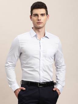 Turtle - Mens 100% Cotton Slim Fit White Solid/Plain Formal Shirt