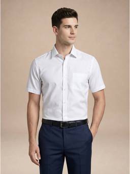 Turtle - Mens 100% Cotton Regular Fit White Solid/Plain Formal Shirt