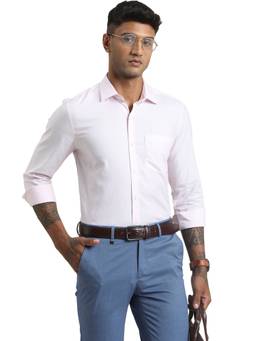 Turtle - Mens 100% Cotton Slim Fit Pink Textured Formal Shirt