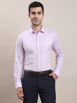Turtle - Mens 100% Cotton Slim Fit Lavender Printed Formal Shirt