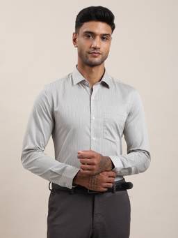 Turtle - Mens 100% Cotton Slim Fit Grey Printed Formal Shirt