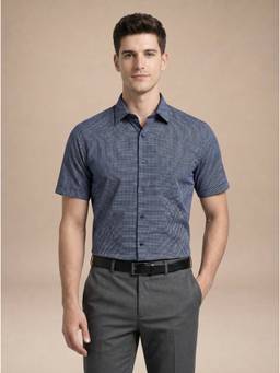 Turtle - Mens 100% Cotton Regular Fit Blue Printed Formal Shirt