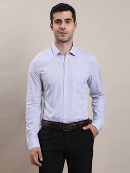 Turtle - Mens 100% Viscose Regular Fit Blue Printed Formal Shirt