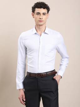Turtle - Mens 100% Cotton Slim Fit White Stripes Formal Shirt