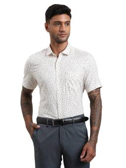 Turtle - Mens 100% Cotton Slim Fit Grey Printed Casual Shirt