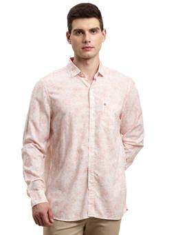 Turtle - Mens Cotton Modal Slim Fit Pink Printed Casual Shirt