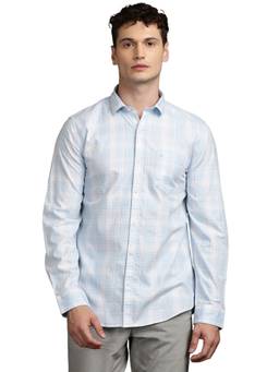 Turtle - Mens 100% Cotton Slim Fit Blue Checks Casual Shirt