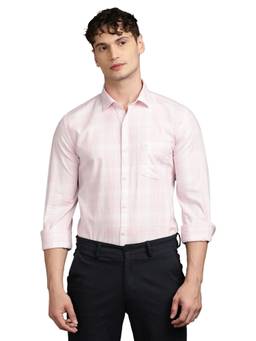 Turtle - Mens 100% Cotton Slim Fit Pink Checks Casual Shirt