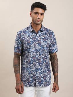 Turtle - Mens Cotton Modal Slim Fit Multi-Color Floral Casual Shirt