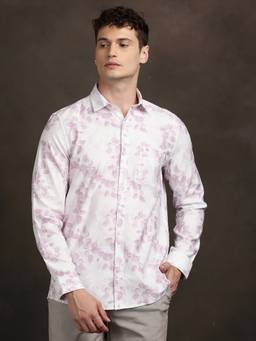 Turtle - Mens 100% Cotton Slim Fit Pink Floral Casual Shirt