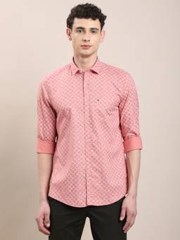 Turtle - Mens 100% Cotton Slim Fit Pink Floral Casual Shirt