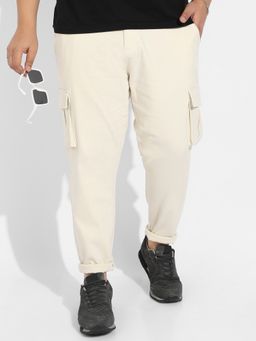 Instafab Plus - Mens Pale Cream Cargo Trousers