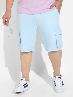 Instafab Plus - Mens Light Blue Cargo Shorts