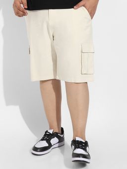 Instafab Plus - Mens Pale Cream Cargo Shorts