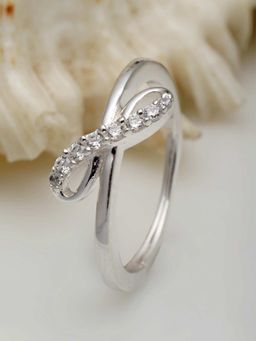 Karatcart - Kunuz 925 Sterling Silver Loop Shape Finger Ring for Women