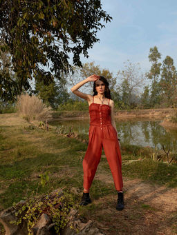 Blue Hour - Amber Poplin Jumpsuit Rust