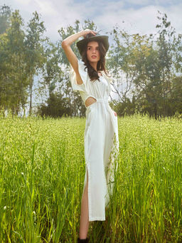 Blue Hour - Heather Cotton Jumpsuit White