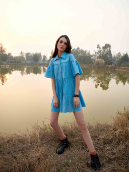 Blue Hour - Beryl Poplin Dress Blue