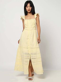 GAP - Women'S Lace Square Neck Flutter Sleeves Maxi Dress