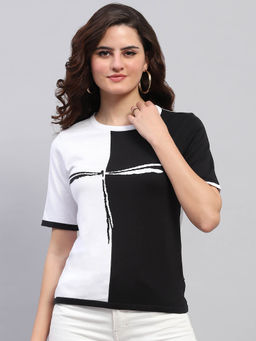 Monte Carlo - Women Multi-Color Colorblock Half Sleeves Round Neck Top