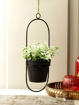 HomeTown - Flora Artificial Plant Hanging in Black Pot