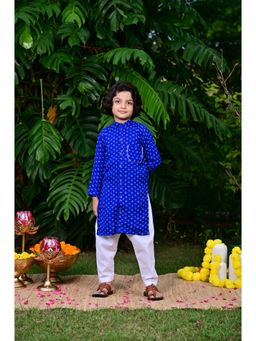 EthIndia - Blue Printed Georgette Kurta and Pyjama