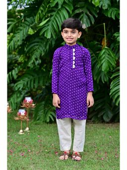 EthIndia - Purple Printed Georgette Kurta and Pyjama